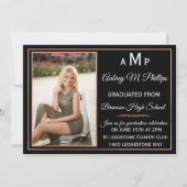 上品なローズゴールドの卒業招待状 招待状 (裏面)