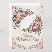上品なローズフレームの母の日カード シーズンカード (正面/裏面)