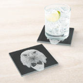 上品なワシのポートレート ガラスコースター (アングル)