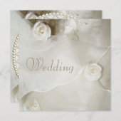 上品なヴィンテージの婚礼衣裳の結婚式 招待状 (正面/裏面)