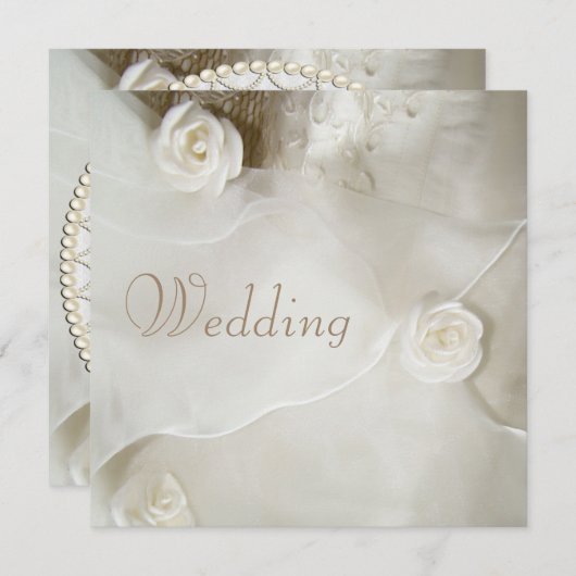 上品なヴィンテージの婚礼衣裳の結婚式 招待状 (正面/裏面)