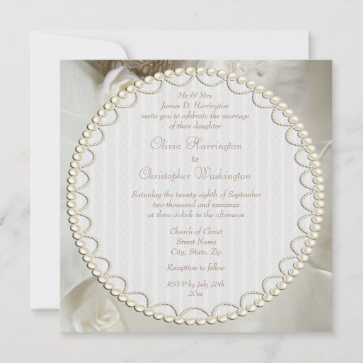 上品なヴィンテージの婚礼衣裳の結婚式 招待状 (裏面)