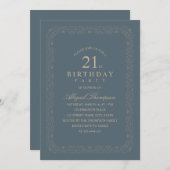 上品なヴィンテージの第21誕生会のエレガントなシンプル 招待状 (正面/裏面)