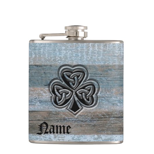 上品なヴィンテージアイリッシュラッキーシャムロパーソナライズされたック フラスク (正面)