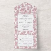 上品なヴィンテージシックエレガントブルーホーストイレオールI オールインワン招待状 (内側)