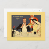 上品なヴィンテージスタイルディナー招待テンプレート インビテーションポストカード (正面/裏面)