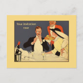 上品なヴィンテージスタイルディナー招待テンプレート インビテーションポストカード (正面)