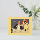 上品なヴィンテージスタイルディナー招待テンプレート インビテーションポストカード (スタンド正面)