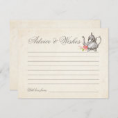 上品なヴィンテージティーパーティーアドバイスとウィッシュズカード (正面/裏面)