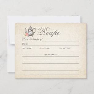 上品なヴィンテージティーパーティーレシピカード