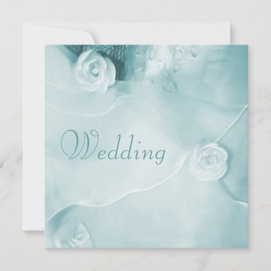 上品なヴィンテージティール(緑がかった色)結婚のガウン結婚ズ 招待状 (正面)