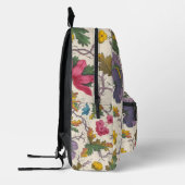 上品なヴィンテージフローラルパターングリーンピンクかわいい プリントバックパック (左)