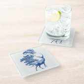 上品なヴィンテージブルートイレディアーインフォレスト ガラスコースター (アングル)