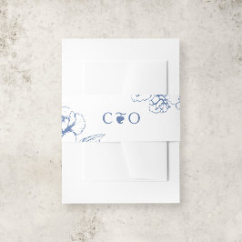 上品なヴィンテージブルーフローラ庭園の結婚式イニシャル 招待状ベリーバンド