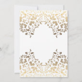 上品なヴィンテージホワイトおよび金ゴールドフローラ結婚ズ 招待状 (裏面)