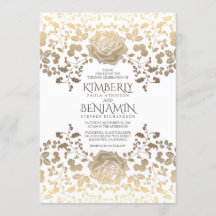 上品なヴィンテージホワイトおよび金ゴールドフローラ結婚ズ