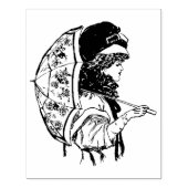 上品なヴィンテージ女性傘ラバーアートスタンプ ラバースタンプ (インプリント)