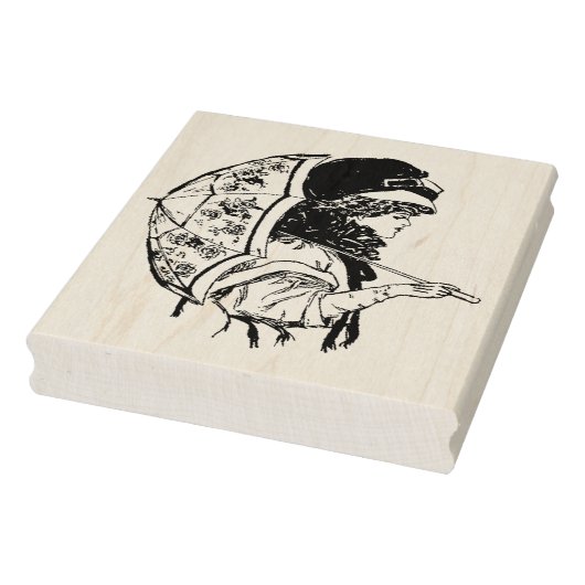 上品なヴィンテージ女性傘ラバーアートスタンプ ラバースタンプ (スタンプ)