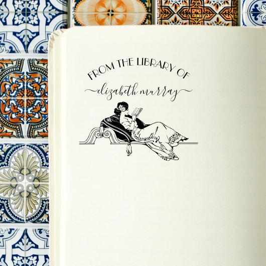 上品なヴィンテージ読の女性のカスタム本 セルフインキングスタンプ