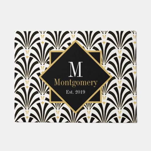 上品なヴィンテージ1920sジャジーパルメトス ドアマット (正面)