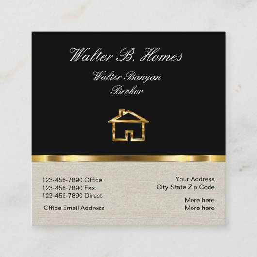 上品な不動産ブローカーのデザイン スクエア名刺 (正面)