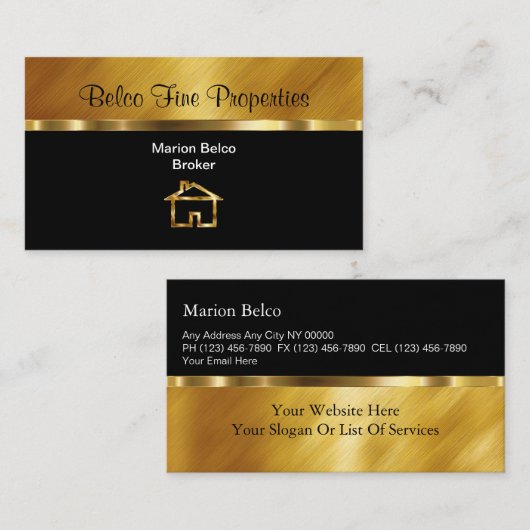 上品な不動産ブローカーの名刺 名刺 (正面/裏面)