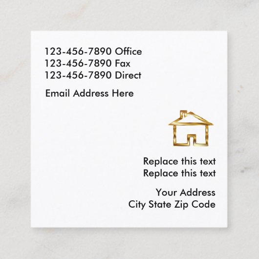 上品な不動産ブローカー スクエア名刺 (裏面)