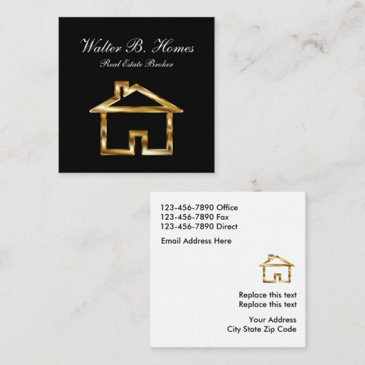 上品な不動産ブローカー スクエア名刺 (正面/裏面)