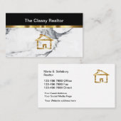 上品な不動産仲介業者の金ゴールドおよび大理石の一見 名刺 (正面/裏面)