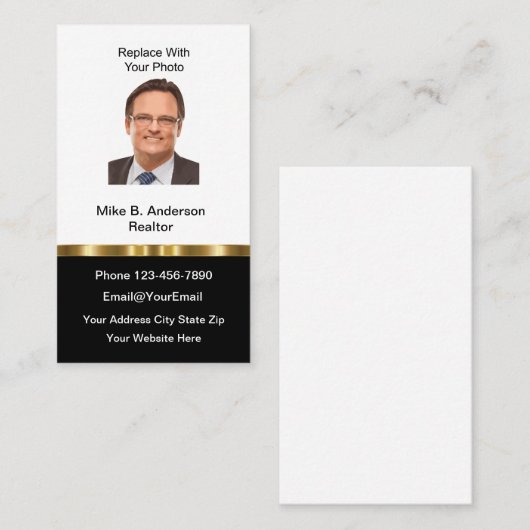 上品な不動産仲介業者フォト名刺 名刺 (正面/裏面)