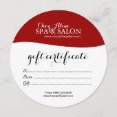 上品な丸いホリデーギフト証明書 (裏面)