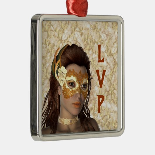 上品な仮面の女性オーナメント メタルオーナメント (右)