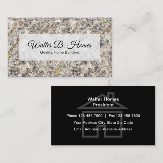上品な住宅建築業者の花こう岩の背景 名刺 (正面/裏面)