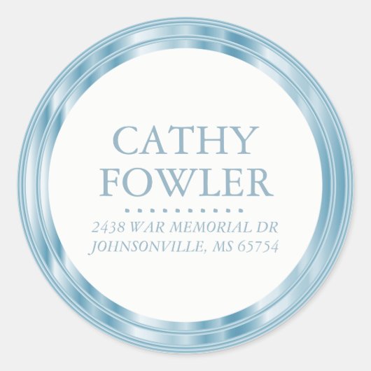 上品な住所(青と白カスタマイズ) -  ラウンドシール (正面)