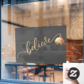 上品な信じジンルベルクリスマス ウィンドウサイン (カフェ窓)