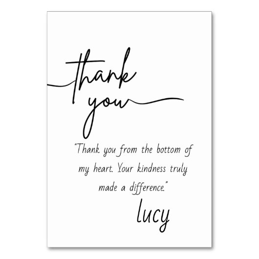 上品な個人への感謝カード テーブルナンバー (正面)