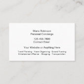 上品な個人コンシェルジュとアシスタント 名刺 (裏面)