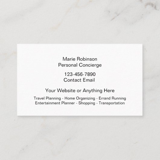 上品な個人コンシェルジュとアシスタント 名刺 (裏面)