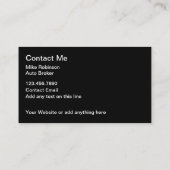 上品な光沢のあるエキゾチック自動車ブローカー 名刺 (裏面)