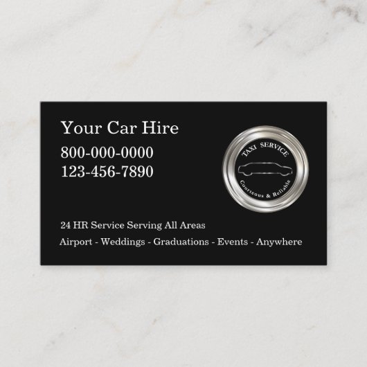 上品な光沢のあるタクシーのプロファイルカード 名刺 (正面)