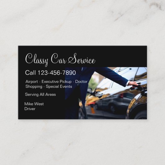 上品な光沢のある車サービスUberドライバ 名刺 (正面)