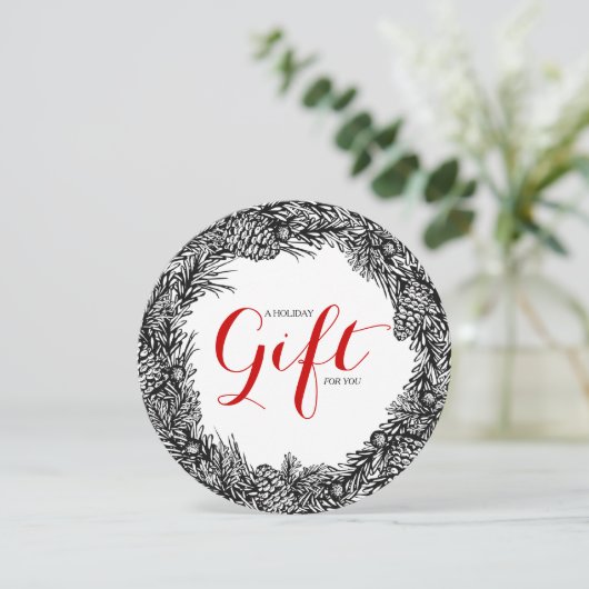 上品な円形のクリスマスのプレゼントの証明書 シーズンカード (スタンド正面)