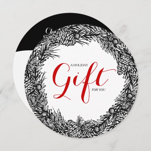 上品な円形のクリスマスのプレゼントの証明書 シーズンカード (正面/裏面)