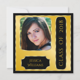 上品な写真枠付き卒業の両面 招待状