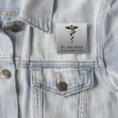 上品な医療エレガント白黒カドゥセスノーブル 缶バッジ (インサイチュ)