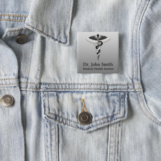 上品な医療エレガント白黒カドゥセスノーブル 缶バッジ (インサイチュ)