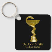 上品な医療用スネークボウル衛生金ゴールドカドゥセウス キーホルダー (正面)