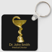 上品な医療用スネークボウル衛生金ゴールドカドゥセウス キーホルダー (裏面)