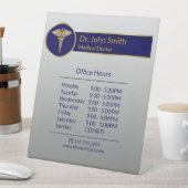 上品な医療金ゴールドカドゥセウス青い開館時間 台座サイン (インサイチュ)