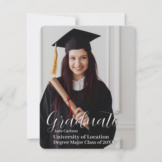 上品な卒業発表写真テンプレート シーズンカード (正面)